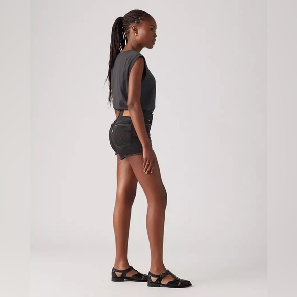 Levis | 501 Original Fit High Rise Wash Black Denim Shorts Size 32/14 Plus Size - Picture 3 of 11